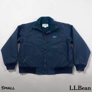 Vintage LL Bean Warm Up Jacket Womens SM Black Fleece Lined Plaid Print USA Made